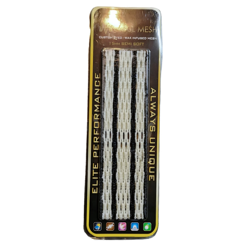 Mogul Mesh Dyed Wax Infused Lacrosse Mesh in clear plastic packaging