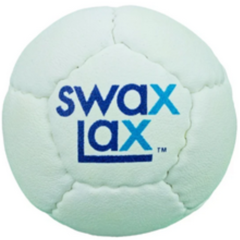 Original Swax Lax Lacrosse Training Ball showing 'Swax Lax' logo white