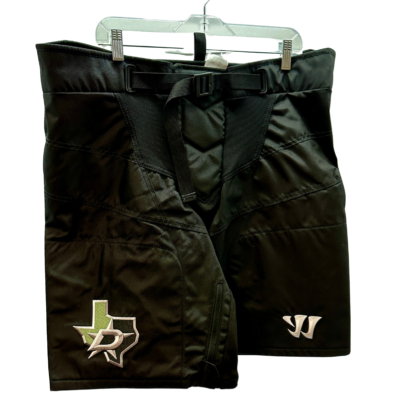 Warrior NHL Pro Return Dallas Stars Pant Shells front hanging from clothes hanger