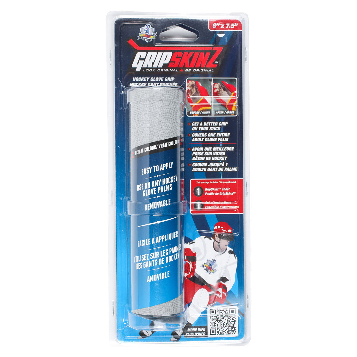 GripSkinz Sure-Grip Hockey Glove Palm Repair clear plastic packaging