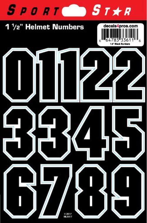 SportStar Hockey Helmet Number Decals