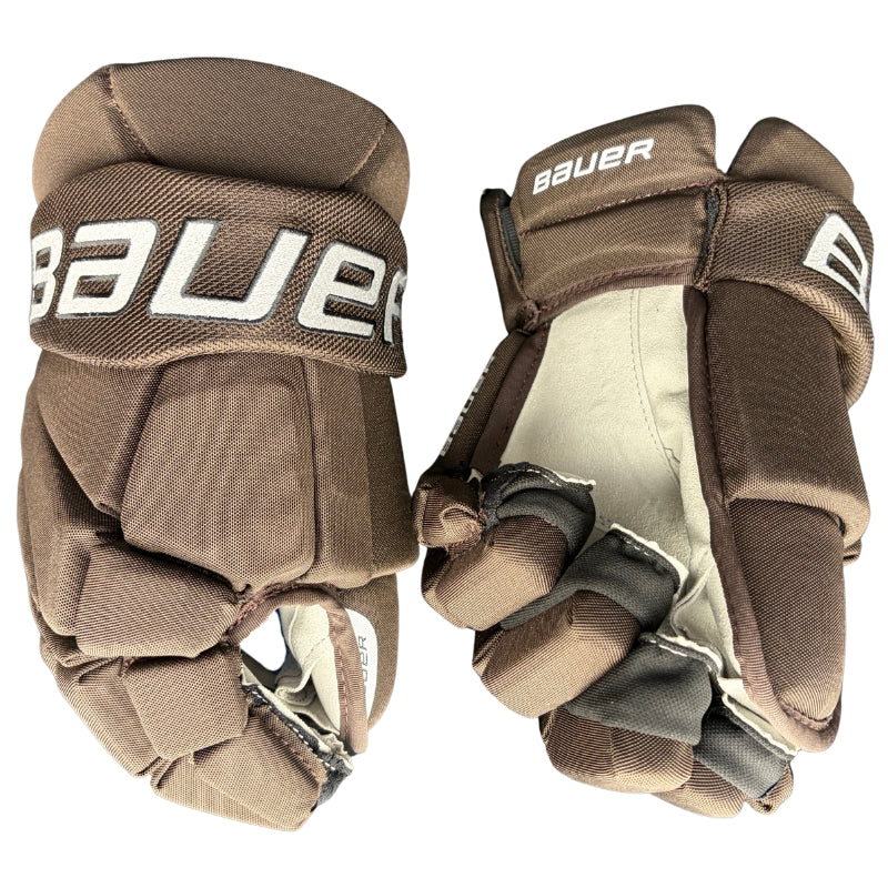 Bauer Hockey Gloves Bauer Vapor Elite Custom Hockey Gloves Brown-White Senior Size 13 14 15 inch