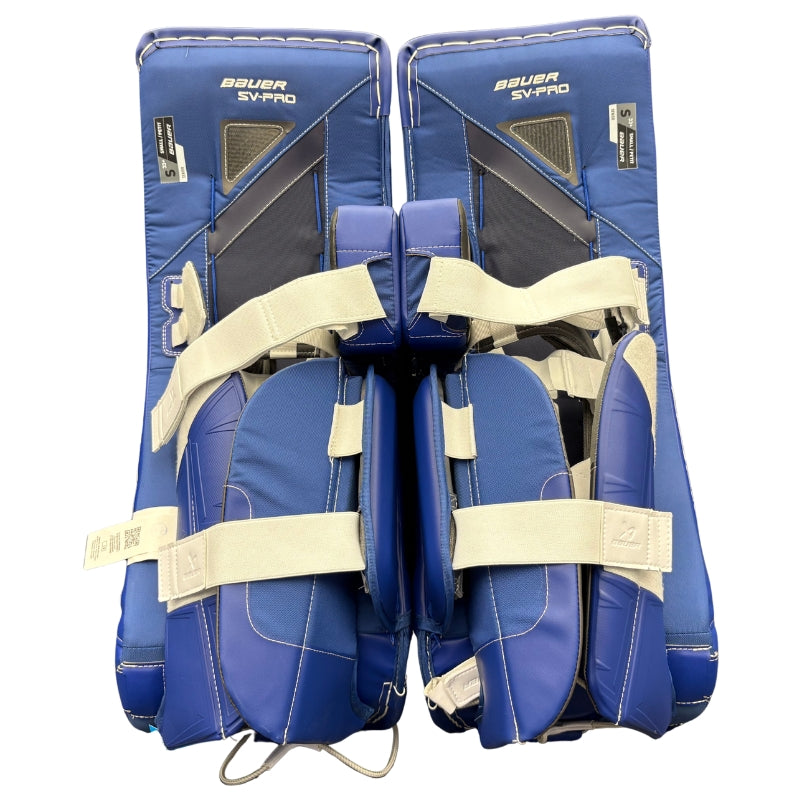 Bauer Hockey Goalie Protective Gear Bauer SV-Pro Custom Hockey Goalie Leg Pads Royal Navy White