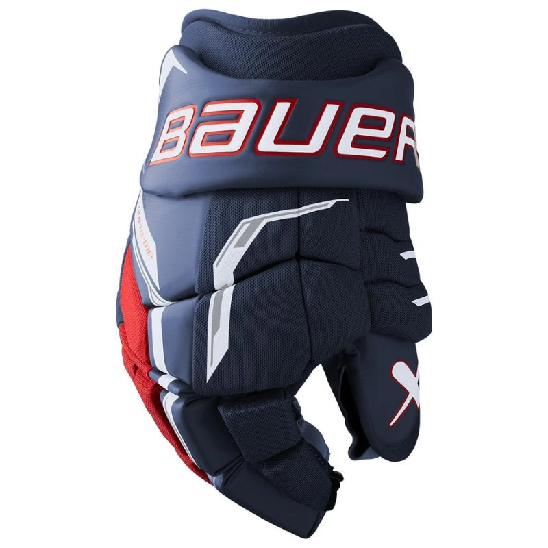 Bauer Hockey Protective Gear Bauer Supreme F40 Hockey Gloves Intermediate 2026 Navy Red White