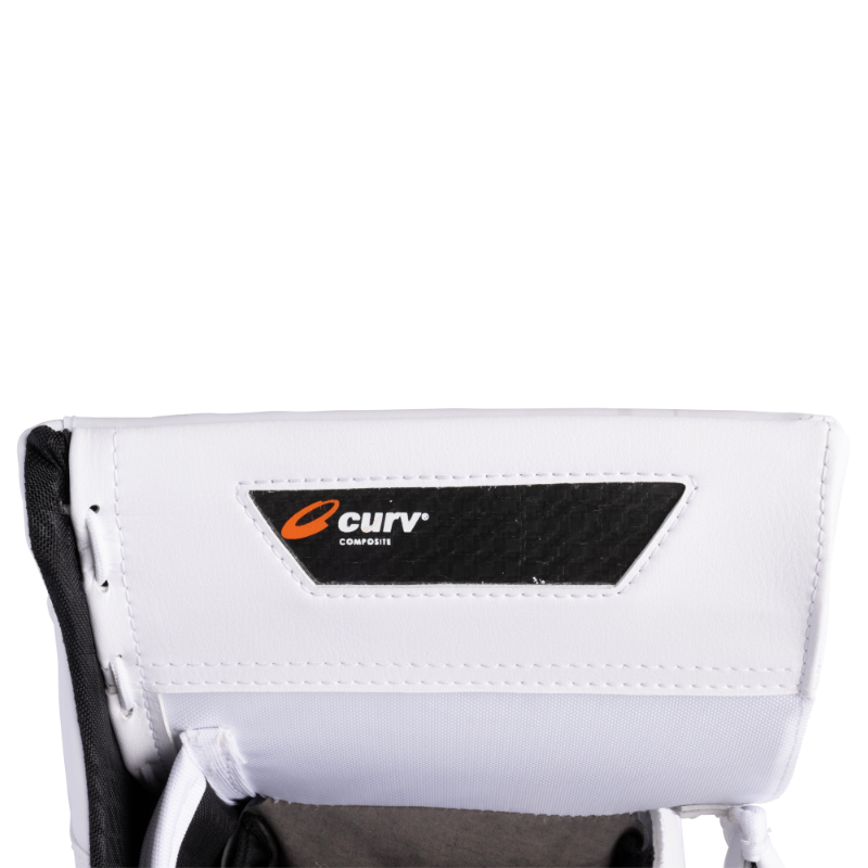 Bauer Ice Hockey Goalie Blockers Bauer Supreme Shadow (2024) Senior White showing Curv logo