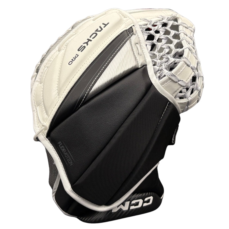 CCM Hockey Goalie Protective Gear CCM Tacks Pro Custom Hockey Goalie Catcher White Black Silver S26