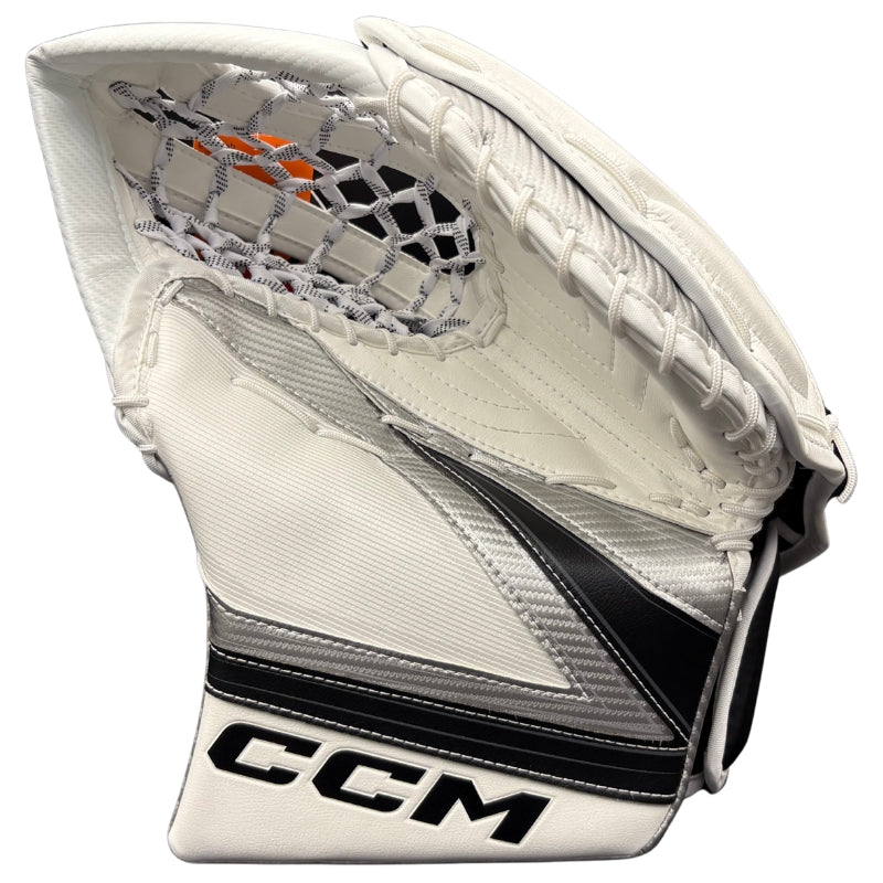 CCM Hockey Goalie Protective Gear CCM Tacks Pro Custom Hockey Goalie Catcher White Black Silver