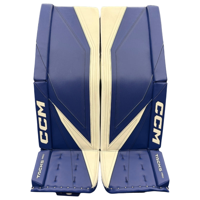 CCM Hockey Goalie Protective Gear CCM Tacks Pro Custom Hockey Goalie Leg Pads Blue White