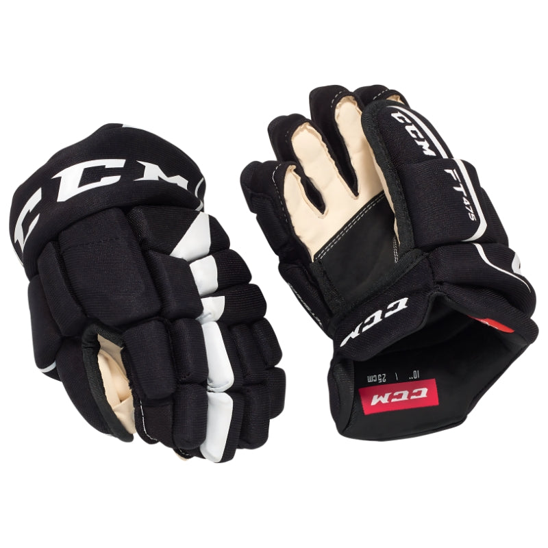 CCM Hockey Protective Gear CCM JetSpeed FT475 Hockey Gloves Junior Black White HG475:JR
