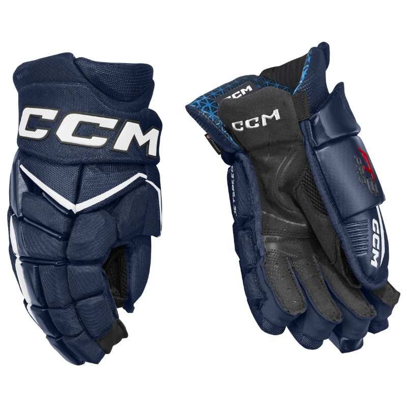 CCM Hockey Protective Gear CCM JetSpeed FT8 Pro Hockey Gloves Junior HGFT8PRO-JR Navy White