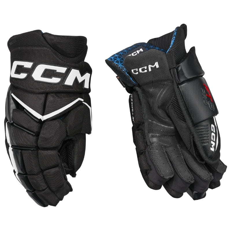 CCM Hockey Protective Gear CCM JetSpeed FT8 Pro Hockey Gloves Senior HGFT8PRO-SR Black White