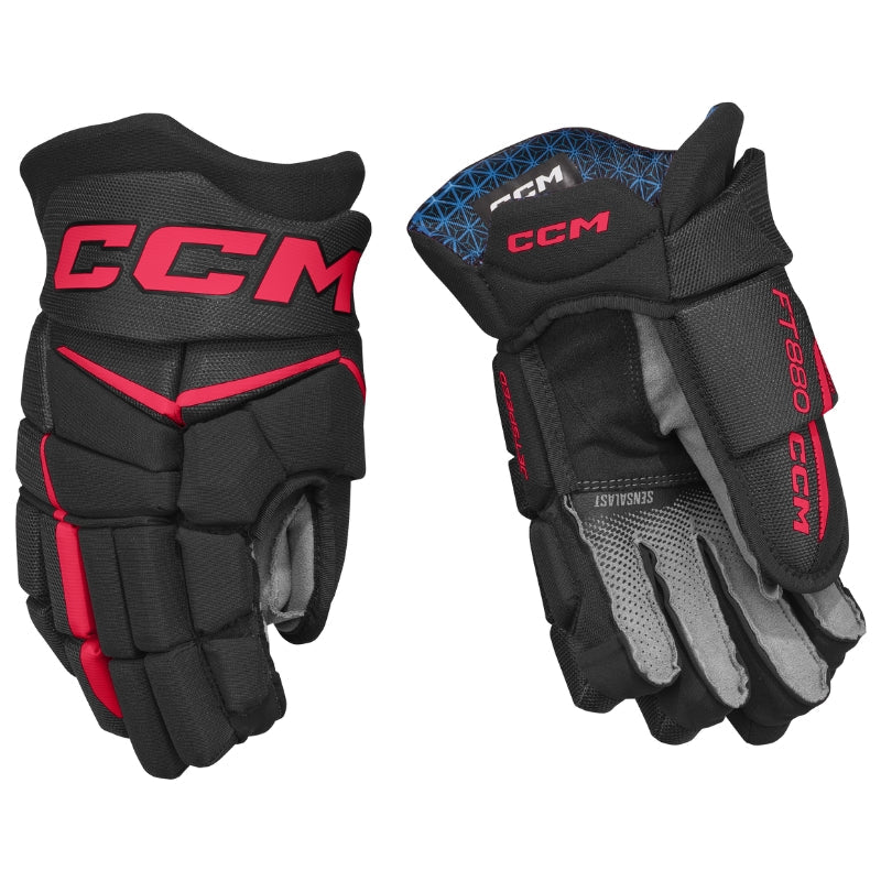 CCM Hockey Protective Gear CCM Jetspeed FT880 Hockey Gloves Junior 2025 HGFT880-JR Black Red