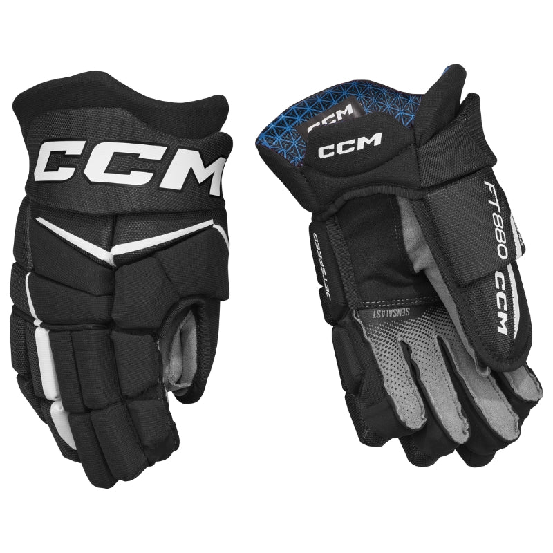 CCM Hockey Protective Gear CCM Jetspeed FT880 Hockey Gloves Junior 2025 HGFT880-JR Black White