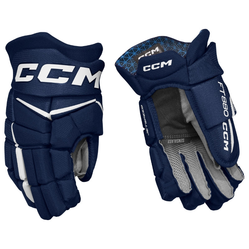CCM Hockey Protective Gear CCM Jetspeed FT880 Hockey Gloves Junior 2025 HGFT880-JR Navy White
