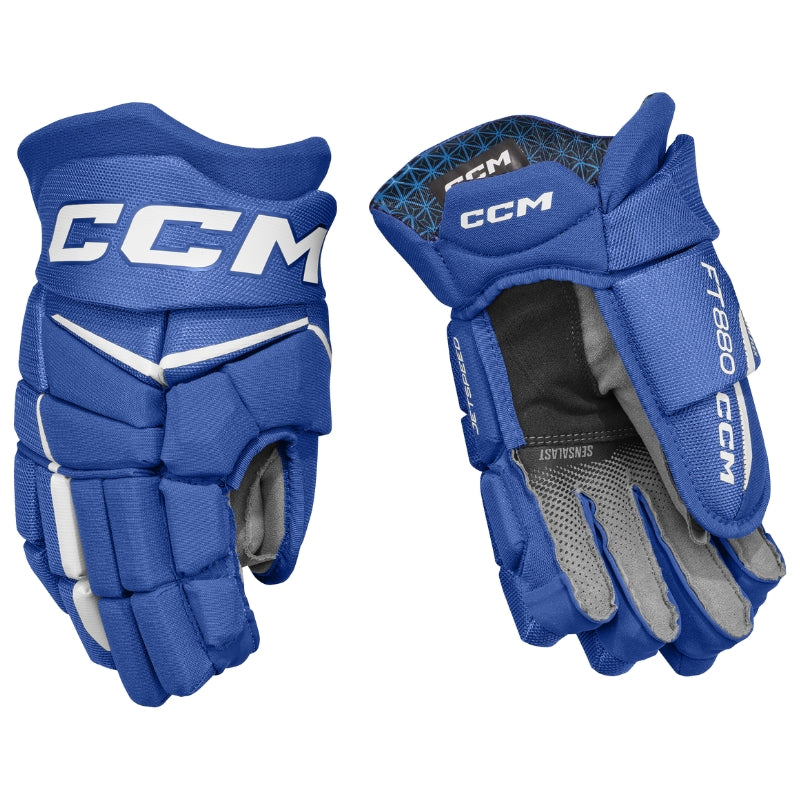 CCM Hockey Protective Gear CCM Jetspeed FT880 Hockey Gloves Junior 2025 HGFT880-JR Royal White