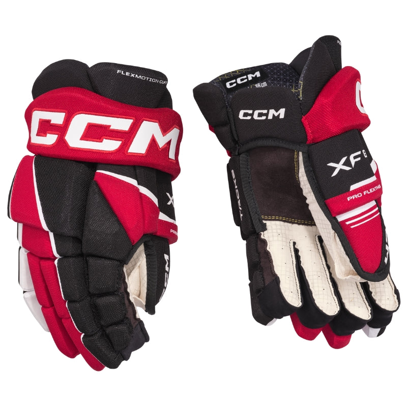 CCM Hockey Protective Gear CCM Tacks XF 80 Hockey Gloves Junior 2024 Black Red White