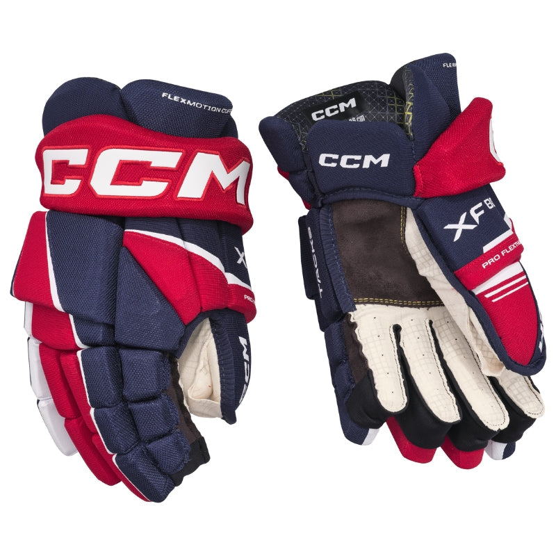 CCM Hockey Protective Gear CCM Tacks XF 80 Hockey Gloves Junior 2024 Navy Red White