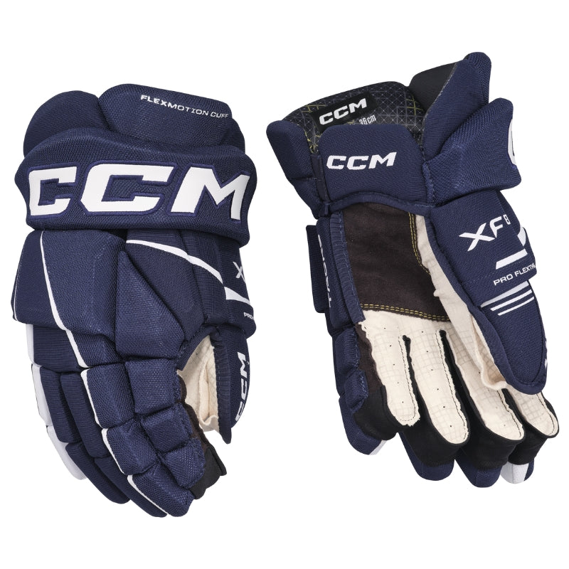 CCM Hockey Protective Gear CCM Tacks XF 80 Hockey Gloves Junior 2024 Navy White