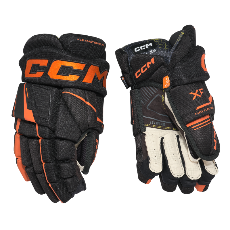 CCM Hockey Protective Gear CCM Tacks XF Hockey Gloves Junior 2024 Black Orange