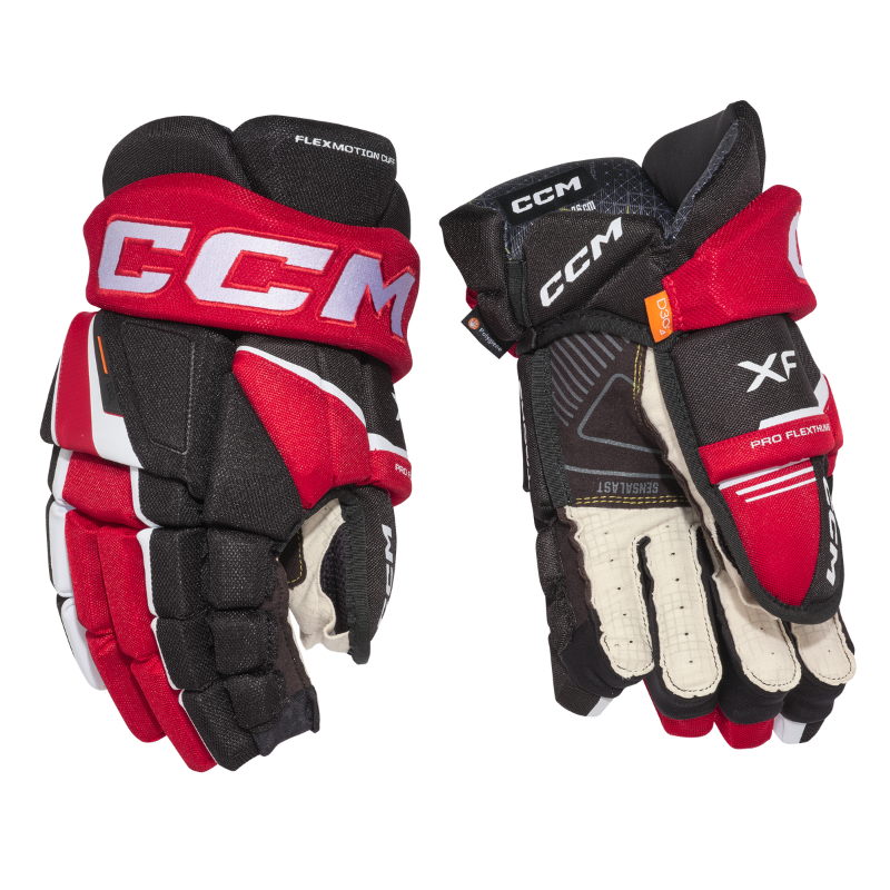 CCM Hockey Protective Gear CCM Tacks XF Hockey Gloves Junior 2024 Black Red White