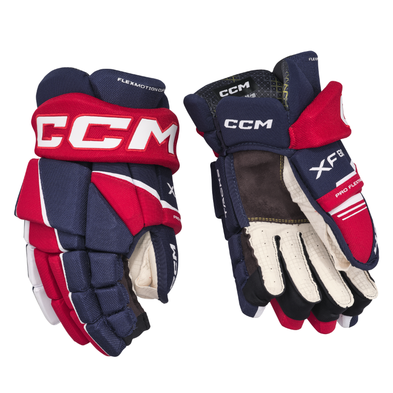CCM Hockey Protective Gear CCM Tacks XF Hockey Gloves Junior 2024 Navy Red White