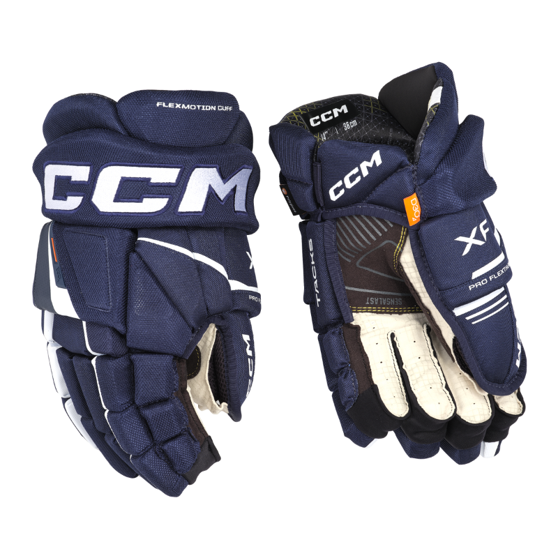 CCM Hockey Protective Gear CCM Tacks XF Hockey Gloves Junior 2024 Navy White