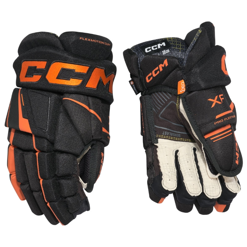 CCM Hockey Protective Gear CCM Tacks XF Hockey Gloves Senior 2024 Black Orange