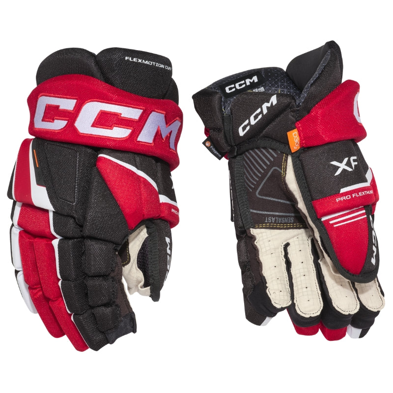 CCM Hockey Protective Gear CCM Tacks XF Hockey Gloves Senior 2024 Black Red White