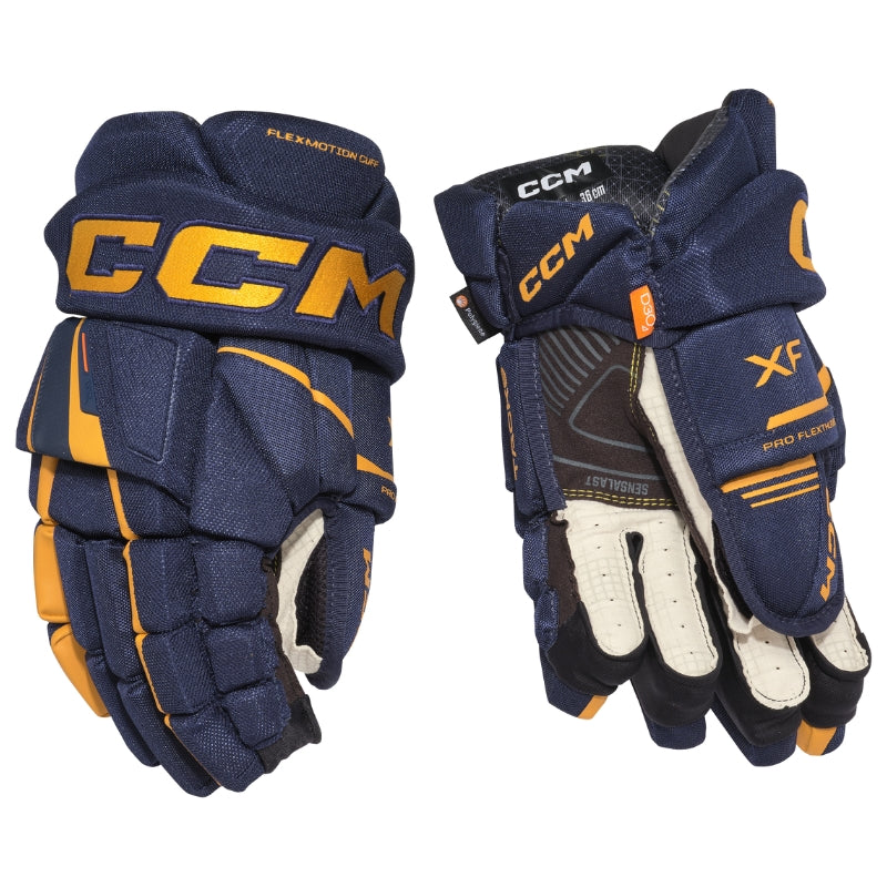 CCM Hockey Protective Gear CCM Tacks XF Hockey Gloves Senior 2024 Navy Sunflower