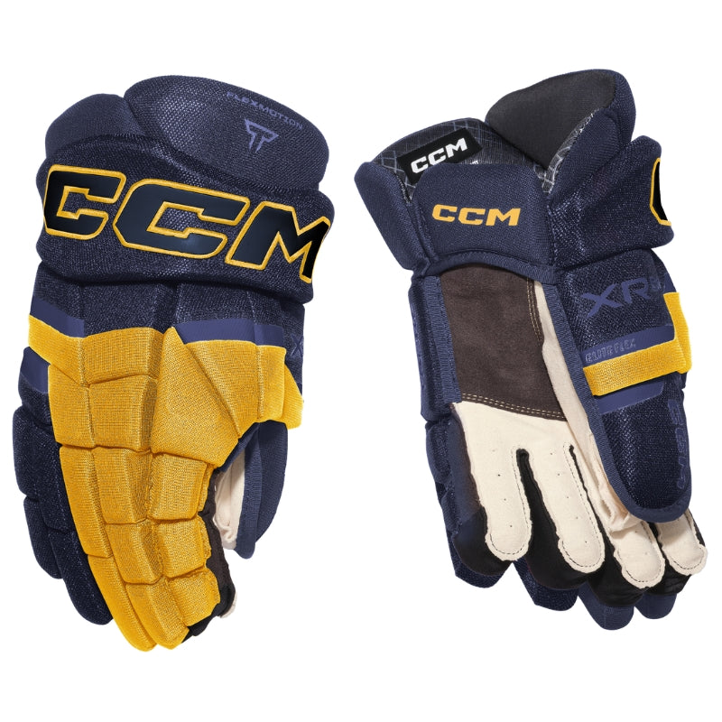 CCM Hockey Protective Gear CCM Tacks XR 80 Hockey Gloves Junior 2026 Navy Sunflower