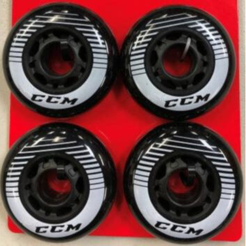 CCM Wheel Outdoor 4-Pack 76mm 4 wheels in clear plastic packaging