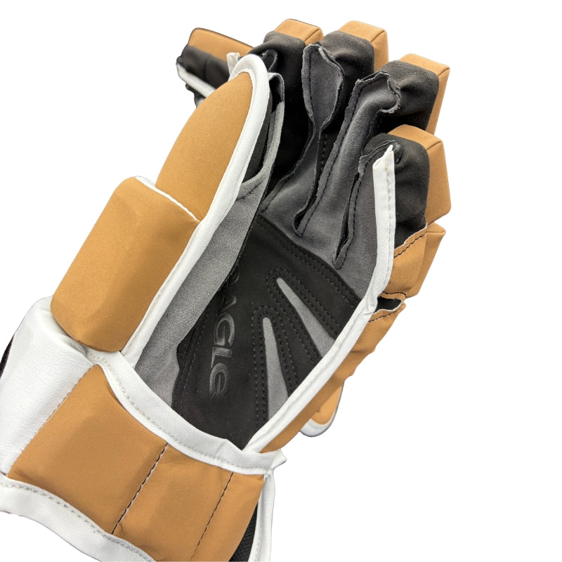 Eagle Hockey Protective Gear Eagle Aero Custom Pro Player Hockey Gloves Tan White Size 13 14 15 inch