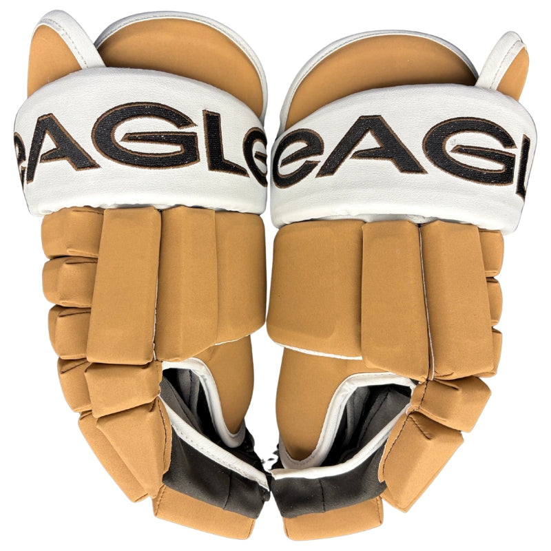 Eagle Hockey Protective Gear Eagle Aero Custom Pro Player Hockey Gloves Tan White