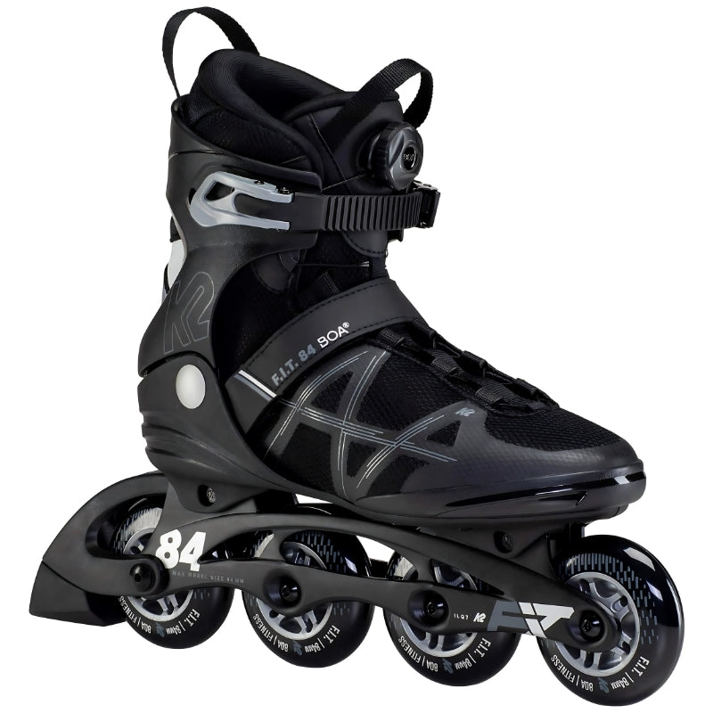 K2 F.I.T. 84 BOA Inline Skates 2021 black one skate pointing to the bottom right