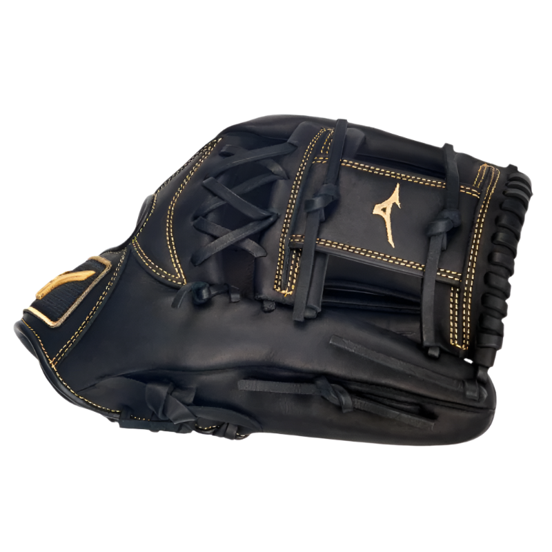 Mizuno Infield Baseball Glove Mizuno MVP Prime 11.75-inch Adult black/gold side showing web pointing right
