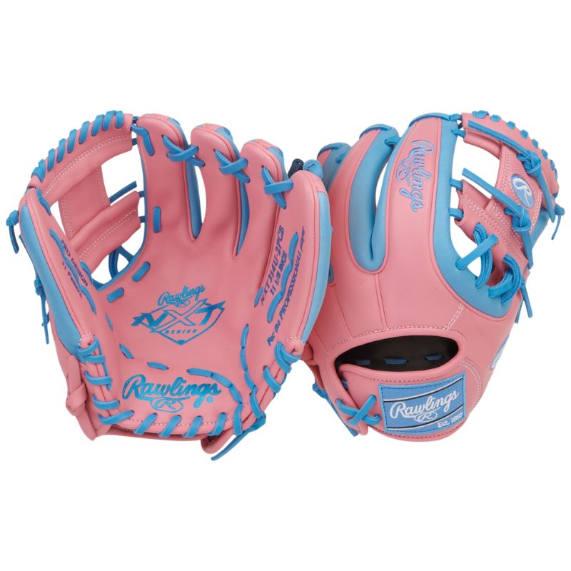 Rawlings Baseball Gloves Rawlings NXT Series 11.5" Infield Youth Pink/Columbia Blue Adjustable Wrist Right-hand throw RHT NXT314U-2PCB