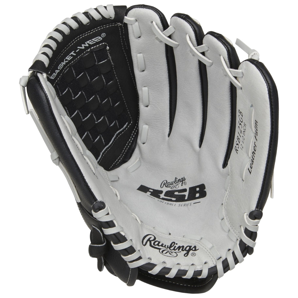 Rawlings Baseball Gloves Rawlings RSB 12.5 inch Infield Outfield Softball Glove Adult Black Gray
