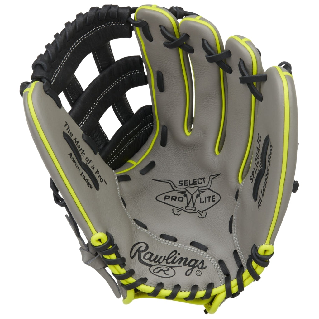 Rawlings Baseball Gloves Rawlings Select Pro Lite 12 inch Aaron Judge Baseball Glove Youth Gray Black Yellow