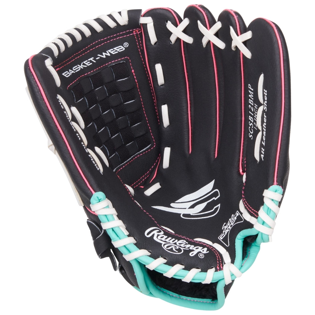 Rawlings Baseball Gloves Rawlings Sure Catch 12 inch SCSB12BMP Baseball Glove Youth 2026 Black Pink Teal White