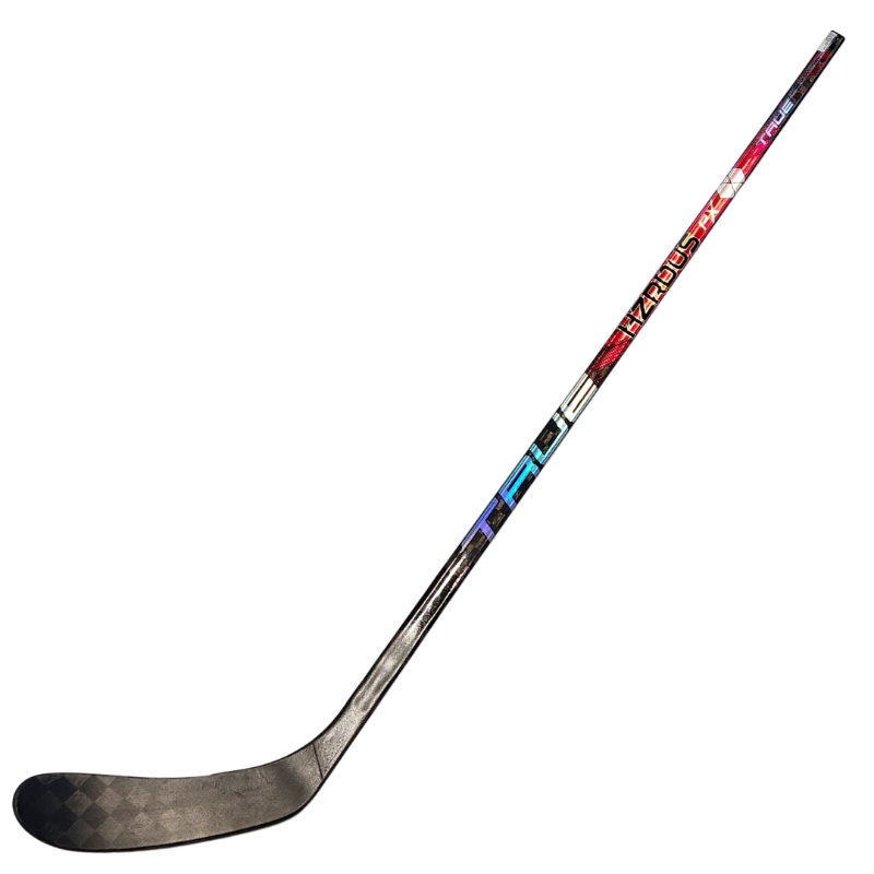 True HZRDUS PX Pro Stock Hockey Stick Owen Sound Sam Sedley 62" side diagonal with blade pointing left