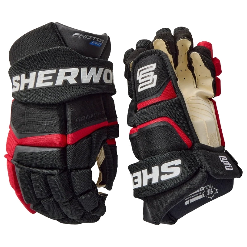 Sherwood Hockey Protective Gear Sherwood Code Photon Pro Hockey Gloves Senior Black Red White