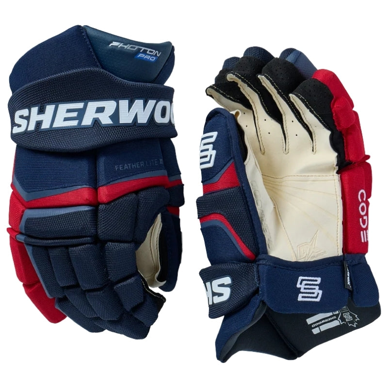 Sherwood Hockey Protective Gear Sherwood Code Photon Pro Hockey Gloves Senior Navy Red White