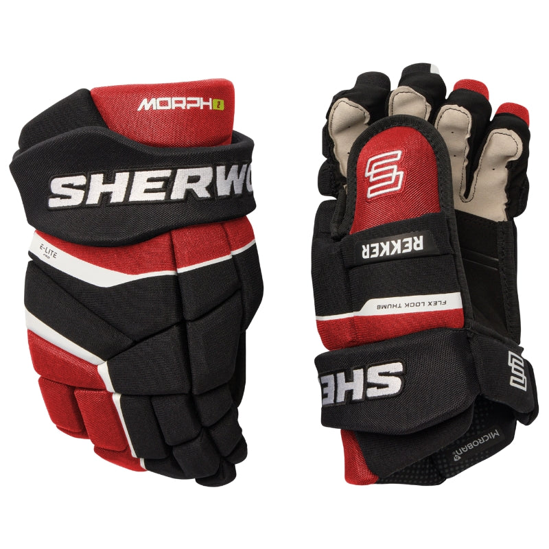 Sherwood Hockey Protective Gear Sherwood REKKER Morph 2 Hockey Gloves Senior 2025 Black Red White