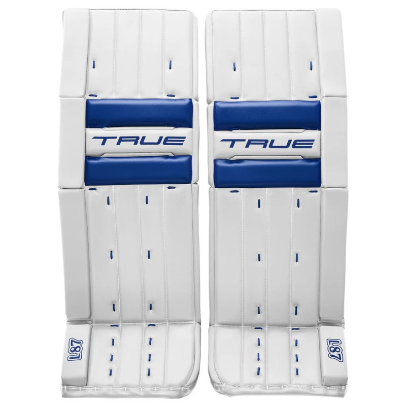 TRUE Goalie Protective Gear TRUE Catalyst L87 Goalie Leg Pads Senior 2025 White Royal