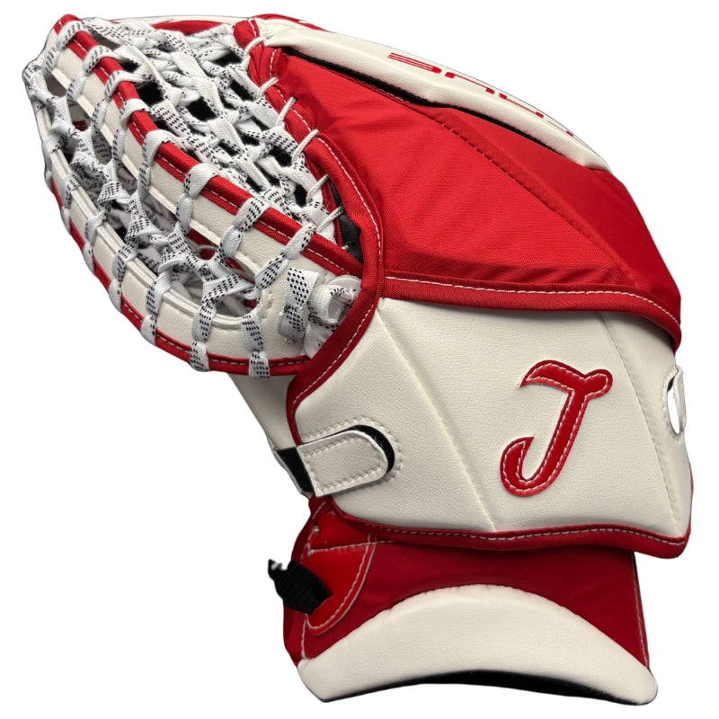 TRUE Hockey Goalie Protective Gear TRUE HZRDUS L95 Custom Hockey Goalie Catcher White Red