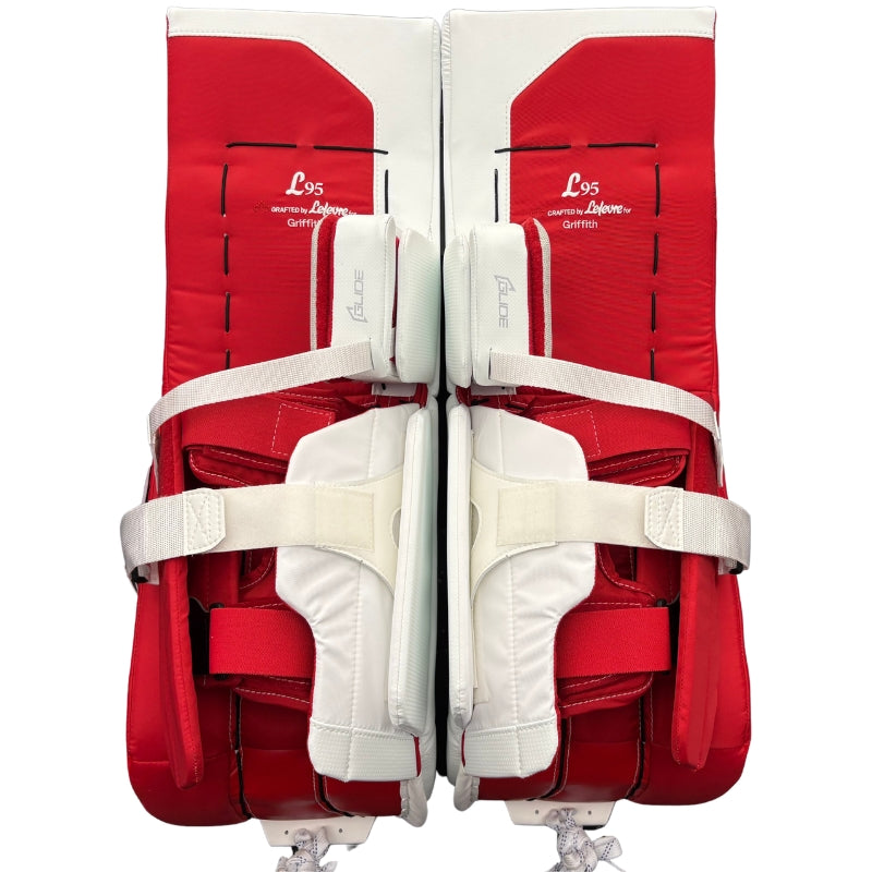 TRUE Hockey Goalie Protective Gear TRUE HZRDUS L95 Custom Hockey Goalie Leg Pads White Red