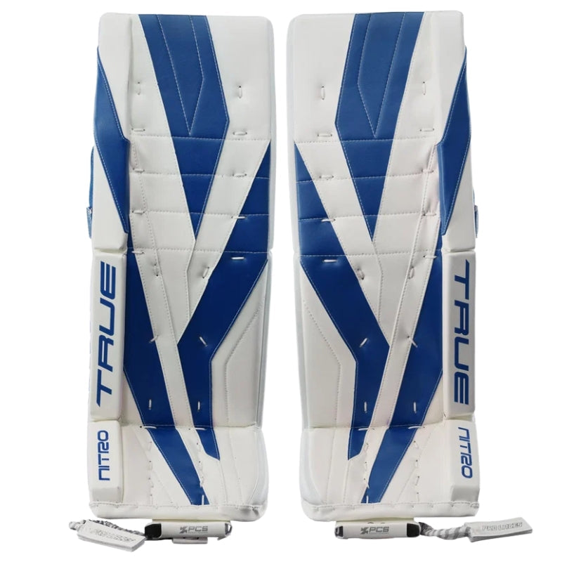 TRUE Hockey Protective Gear TRUE Catalyst NITRO Goalie Leg Pads Senior 2026 White Royal