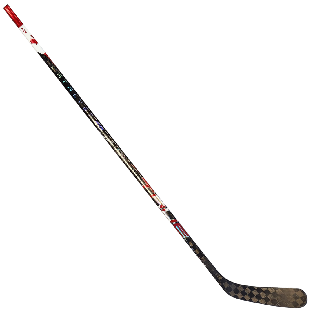 True Catalyst 9X3 Pro Stock Hockey Stick Team Canada Stock 62" side with blade pointing right