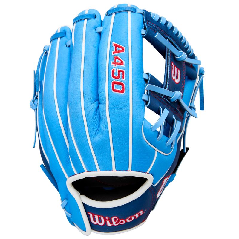 Wilson Baseball Gloves Wilson A450 11.5" (2026) Youth Sky Blue/Royal WBW103980115 RHT Right-hand throw