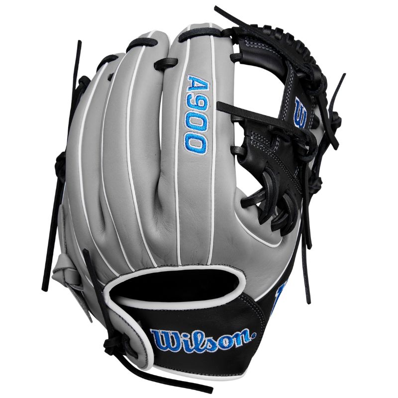 Wilson Baseball Gloves Wilson A900 PF1125 Pedroia Fit 11.25" Infield (2024) Youth Gray/Black/Royal WBW1025691125 97512833103 RHT Right-hand throw